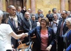 5 June 2014 The judges and deputy public prosecutors taking the oath of office before National Assembly Speaker Maja Gojkovic